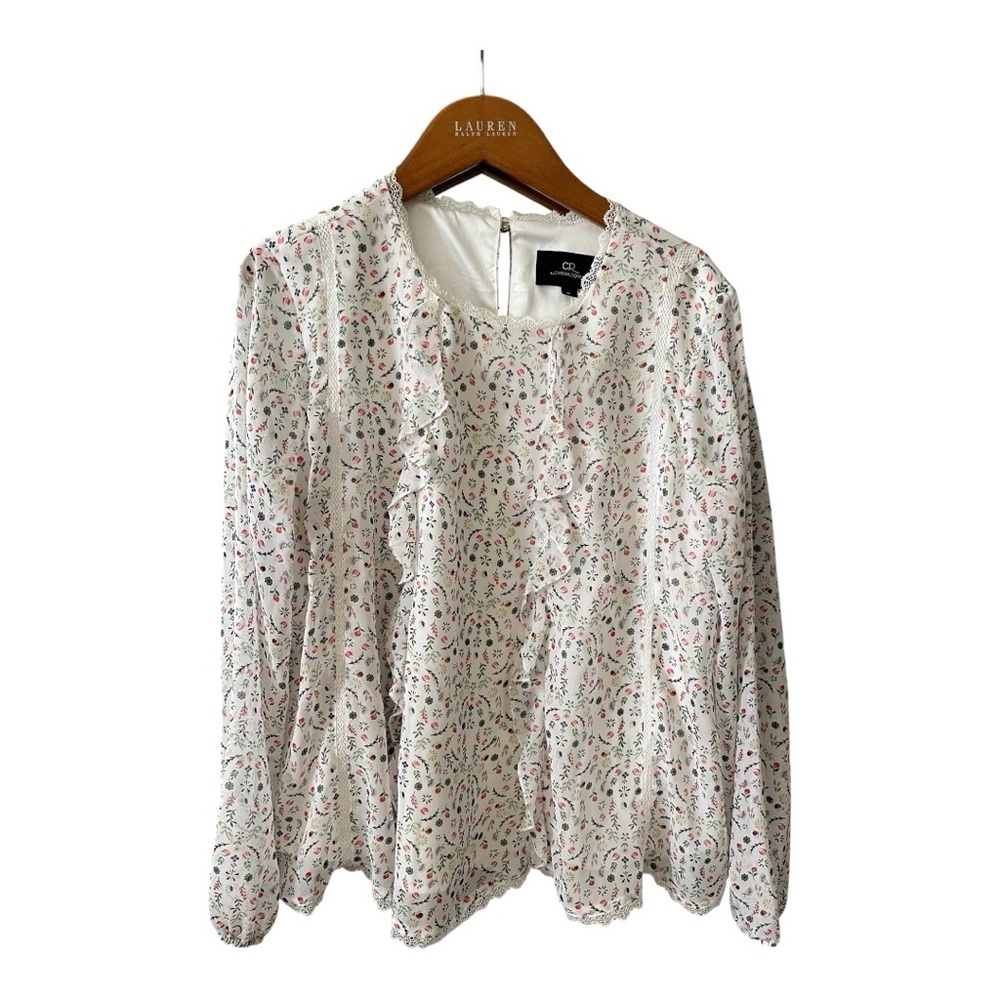 CR by‎ Cynthia Rowley Floral Ruffle Lace Blouse - Size Small